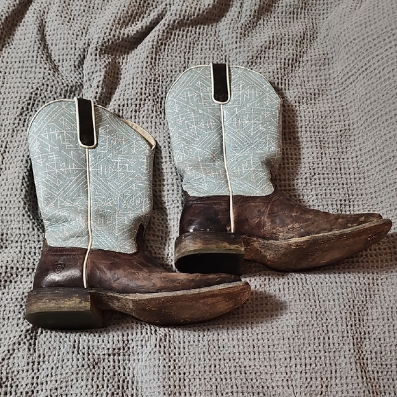 Ariat Circuit Savanna Western Boots Aztec Turquoise Brown Square Toe Size 10B - Picture 7 of 12